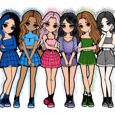 a group of girls realistic