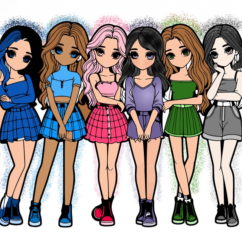 a group of girls realistic