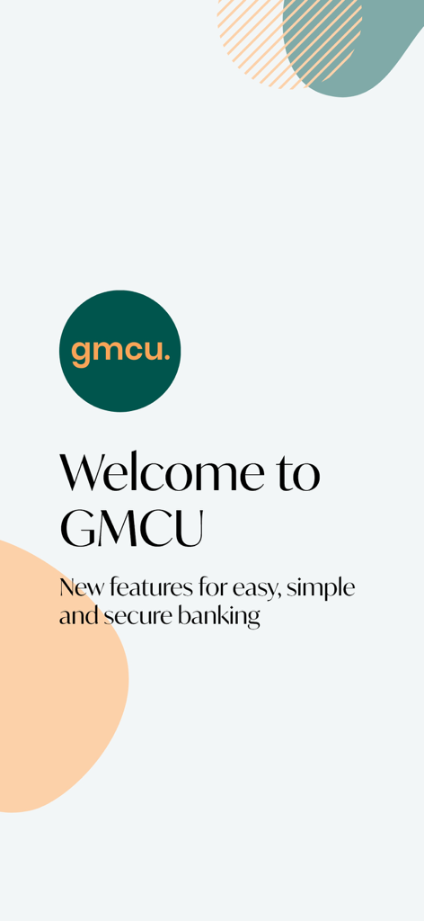 GMCU Mobile Banking - GMCU mobile banking app welcome screen with logo and tagline
