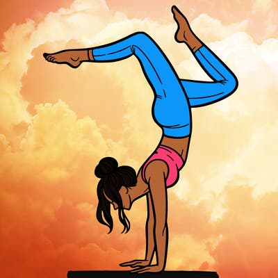 a woman doing a handstand