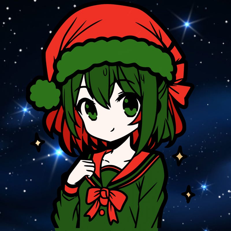 anime girl wearing a santa hat