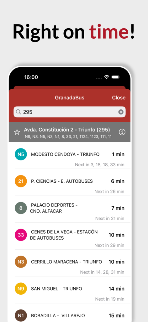 GranadaBus - GranadaBus 모바일 앱의 실시간 버스 도착 시간
