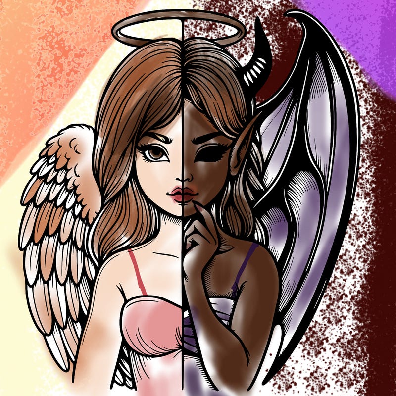 realistic angel half demon