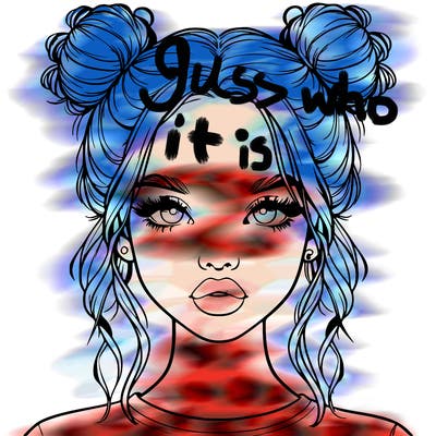 realistic girl with two buns in hair and lips