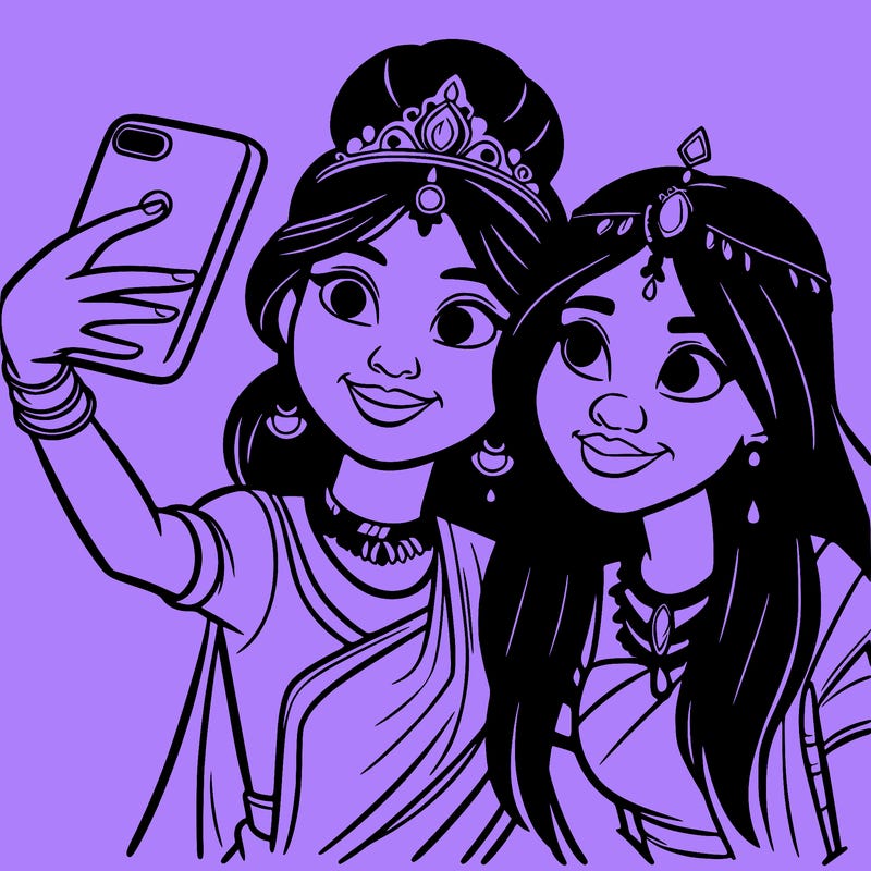 princesses taking a selfie together realistic
