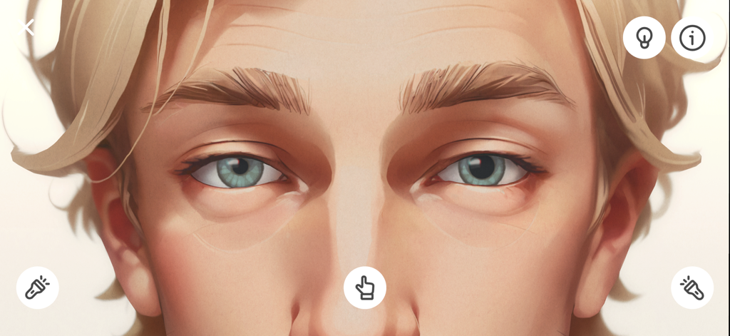 Pupil Wizard - Simulación médica interactiva de reflejos pupilares en un rostro humano.