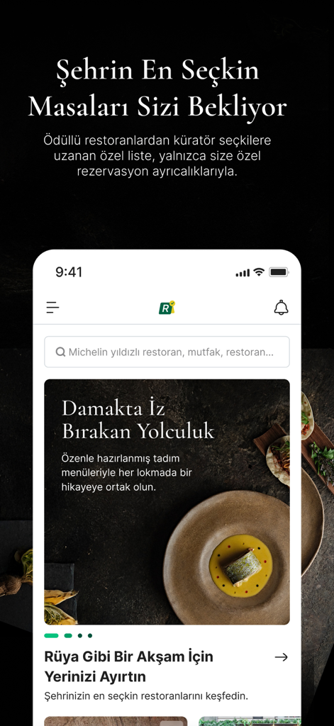 Rezervem - Rezervem app home screen showing exclusive restaurant reservations and curated fine dining experiences