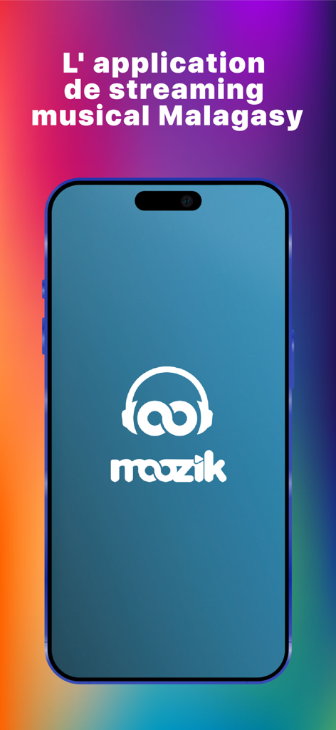 Moozik : Musique et Karaoké - Moozik Malagasy music streaming and karaoke app splash screen showing the logo on a smartphone