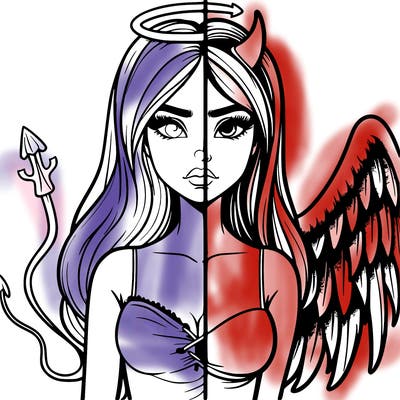 devil vs angel realistic girl