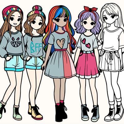 a group of five girls