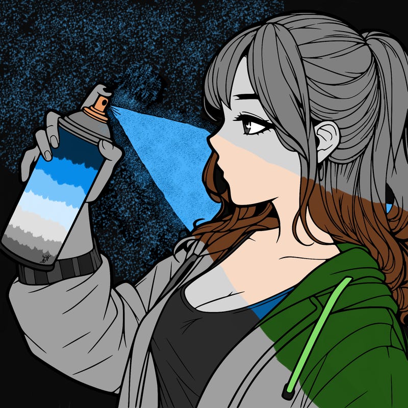 a realistic girl spray, painting