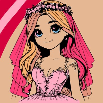 realistic girl in a wedding dress