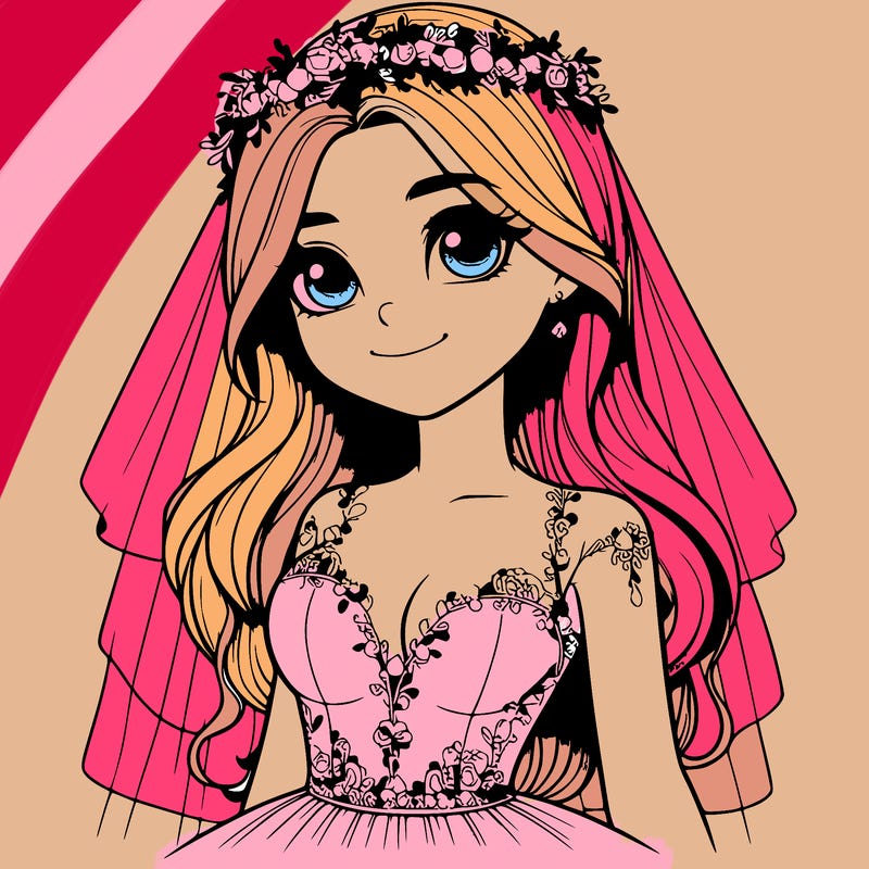 realistic girl in a wedding dress