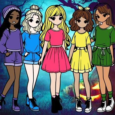 a group of five girls