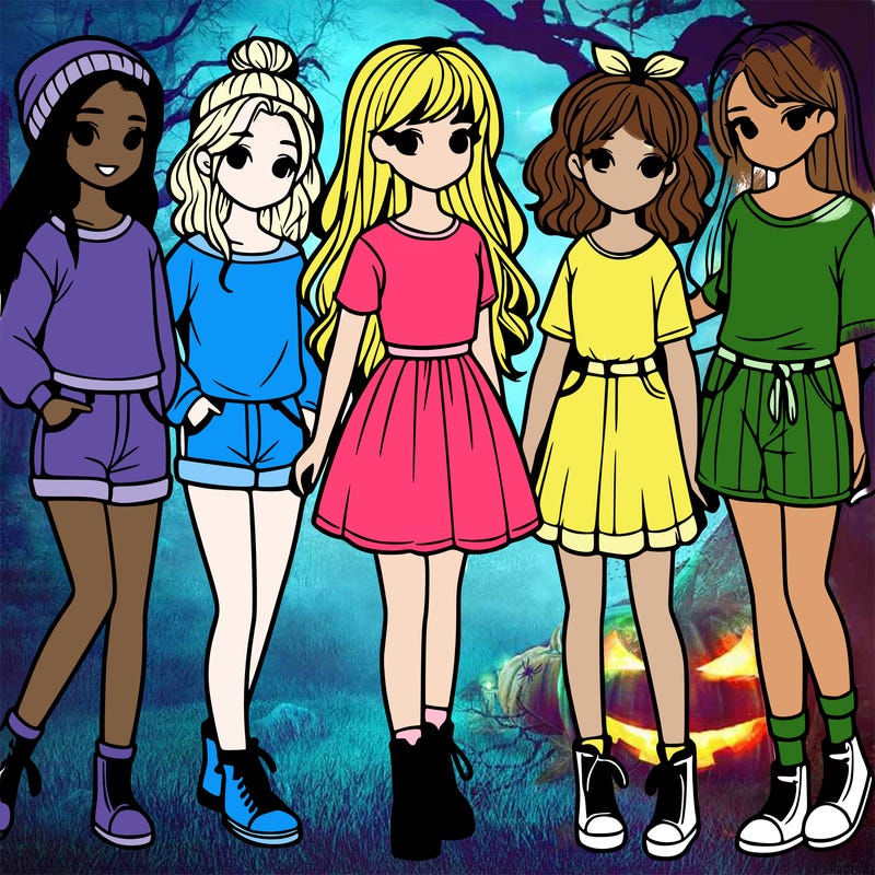 a group of five girls