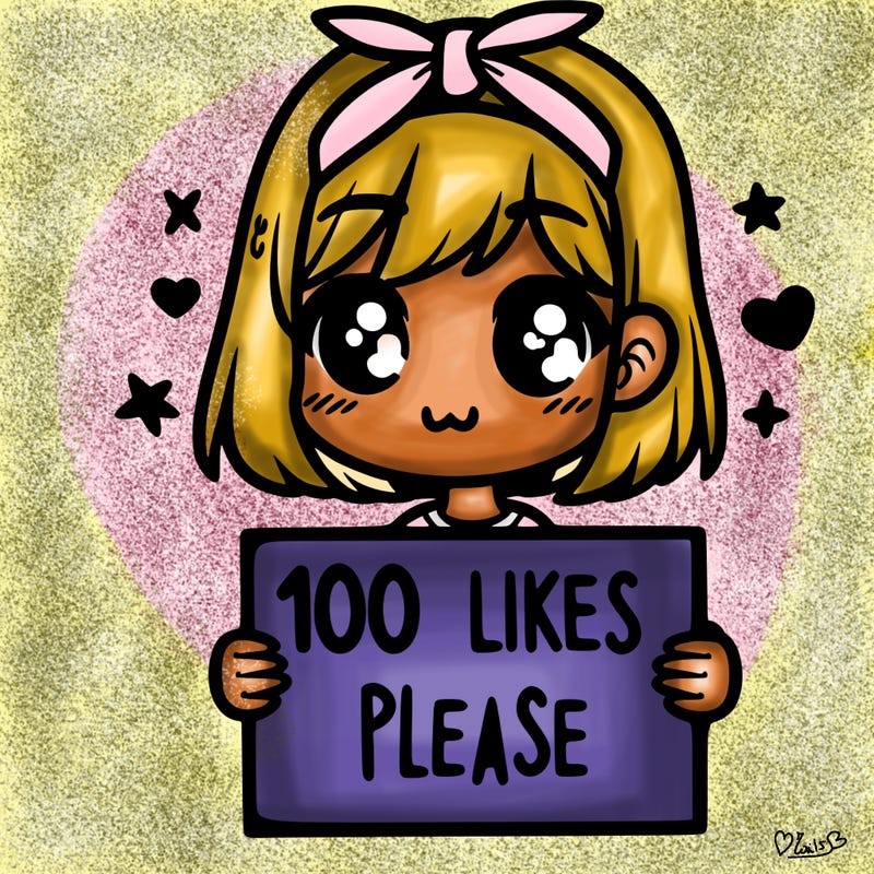girl holding sign saying 100 likes please