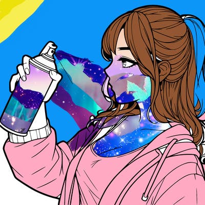 a realistic girl spray, painting