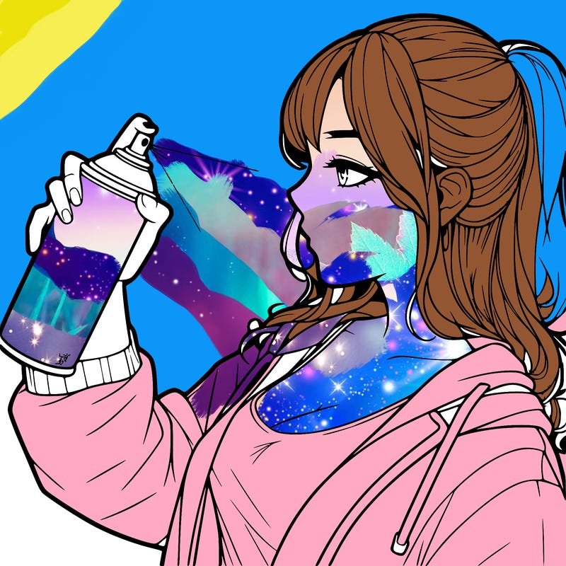 a realistic girl spray, painting