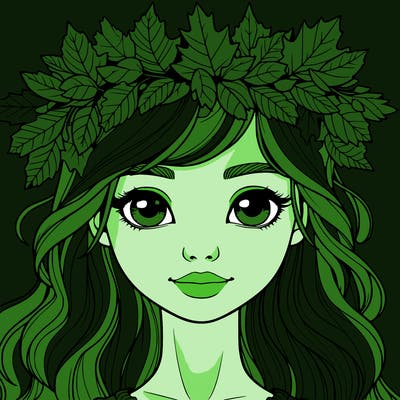 realistic girl with fall leaf crown