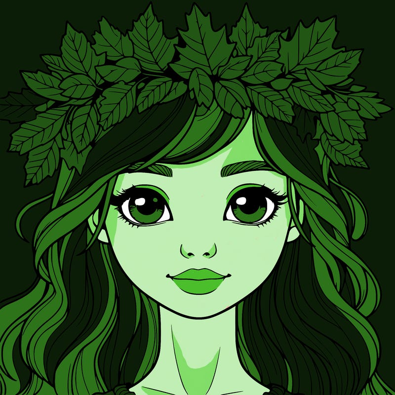 realistic girl with fall leaf crown