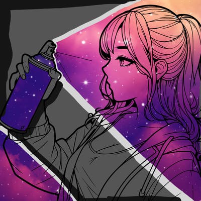 a realistic girl spray, painting