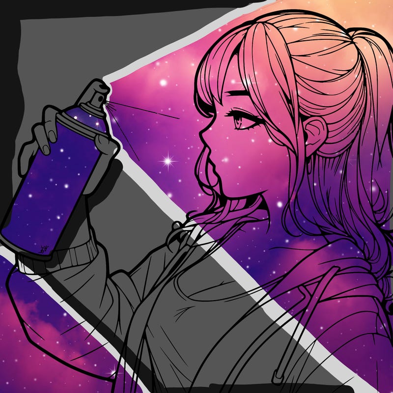 a realistic girl spray, painting