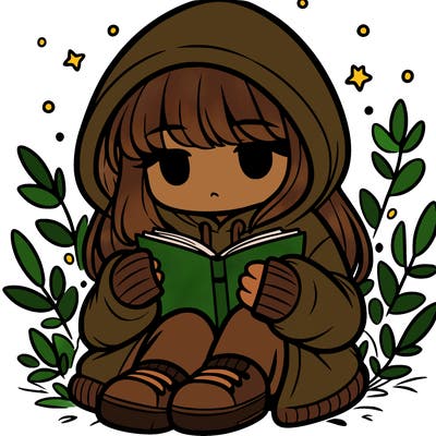 girl in oversized hoodie reading a book