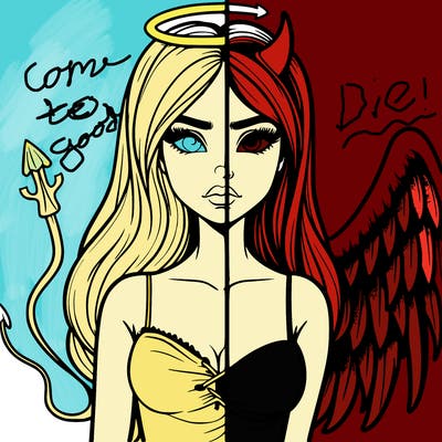 devil vs angel realistic girl