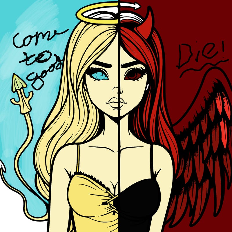 devil vs angel realistic girl
