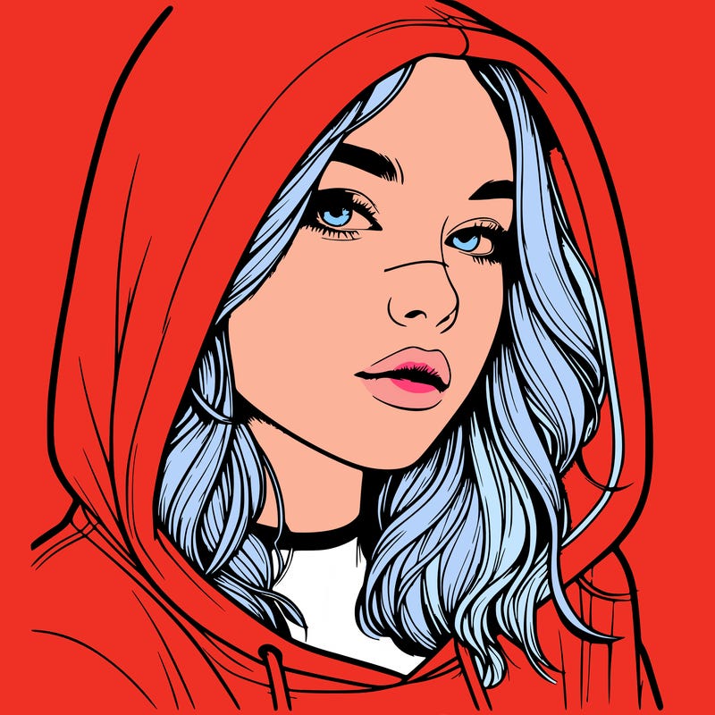 realistic girl with hood on