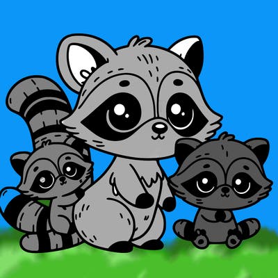 raccoon and baby raccoons