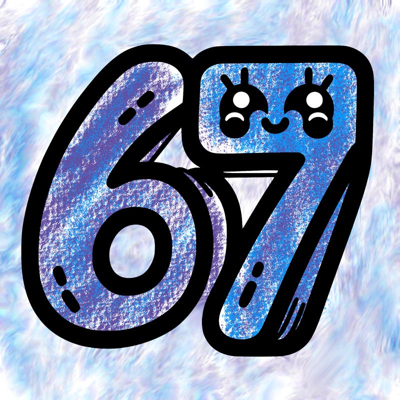 the numbers 67
