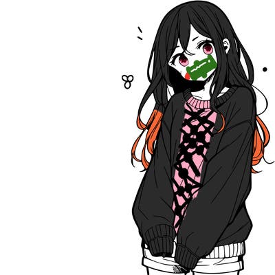 manga teen girl  in a sweater and baggy pants