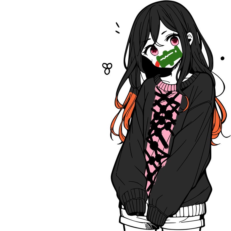manga teen girl  in a sweater and baggy pants