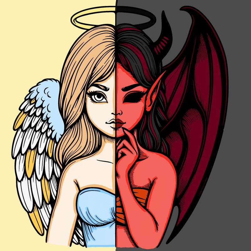 realistic angel half demon