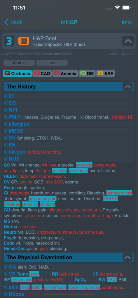 eH&P™ - eH&P医療アプリの患者固有の病歴・身体診察概要
