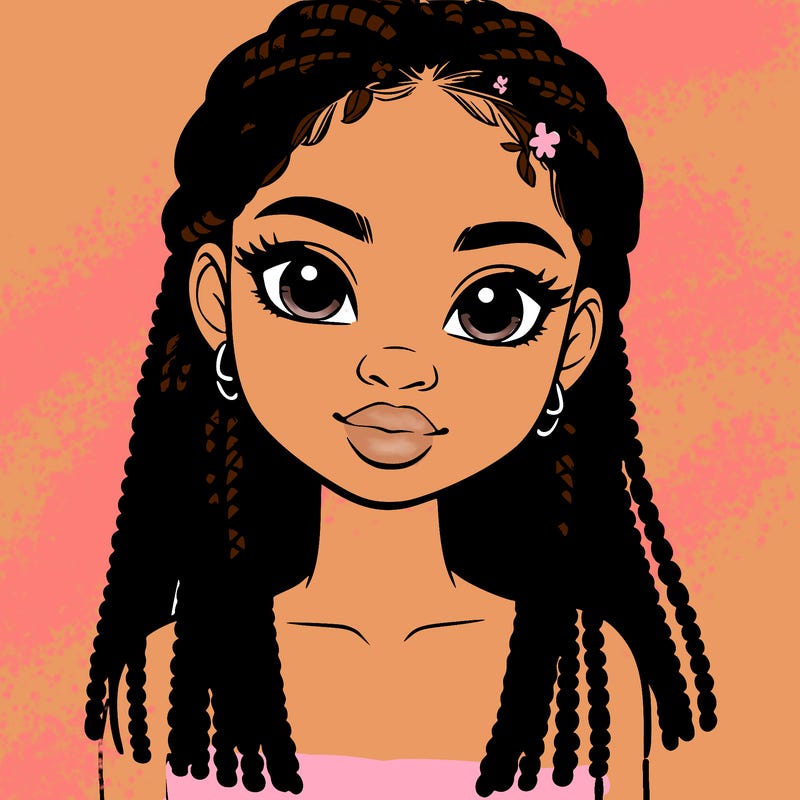 a realistic black girl with braids