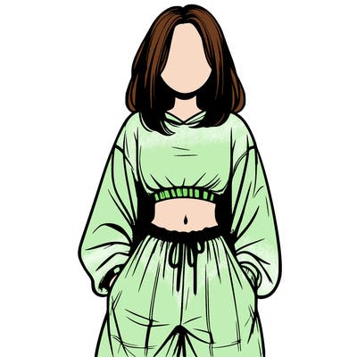 realistic girl faceless with baggy pants and a crop top