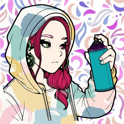 a realistic girl, spray painting