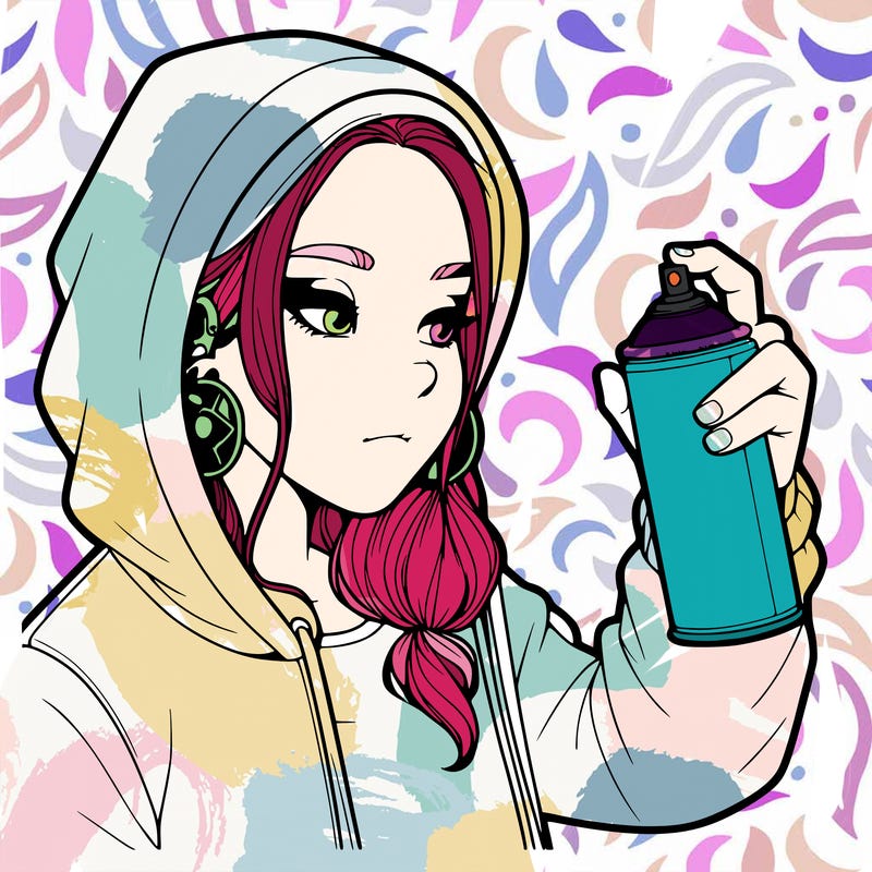 a realistic girl, spray painting