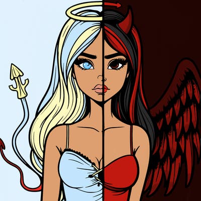 devil vs angel realistic girl