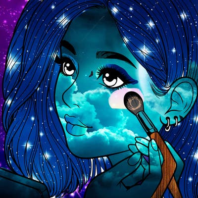 a realistic girl doing her makeup