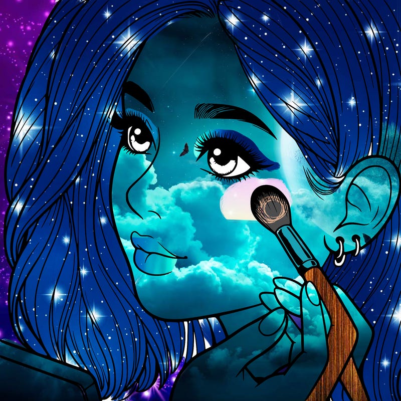 a realistic girl doing her makeup