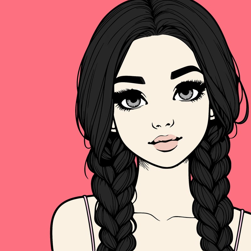 realistic girl with braids