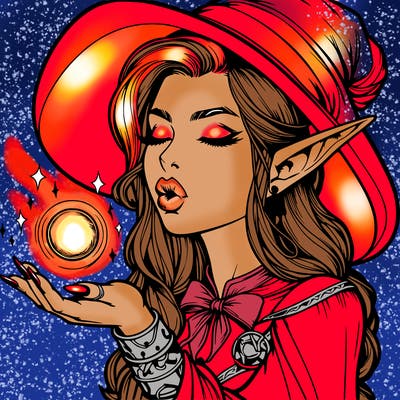 realistic elf casting a spell with lips