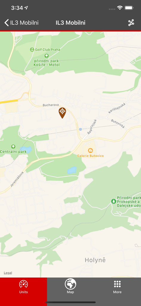 WebSupervisor 앱 인터페이스는 산업 장치의 실시간 위치를 나타내는 핀이 있는 지리적 맵을 보여줍니다.