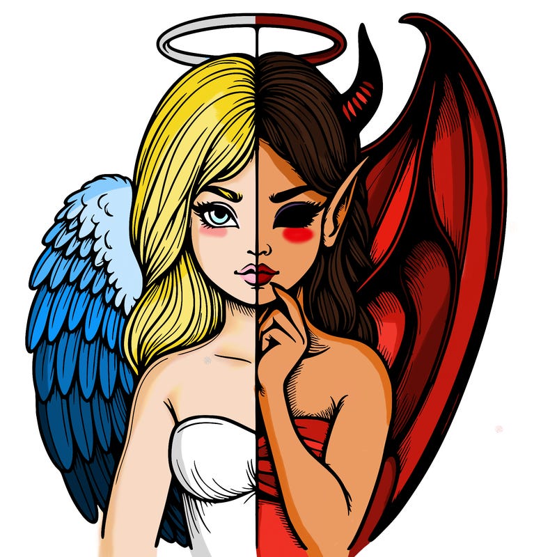 realistic angel half demon