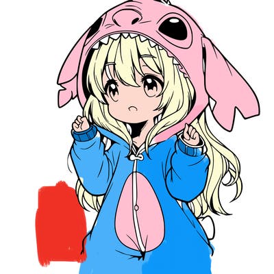 anime girl in a stitch onsie