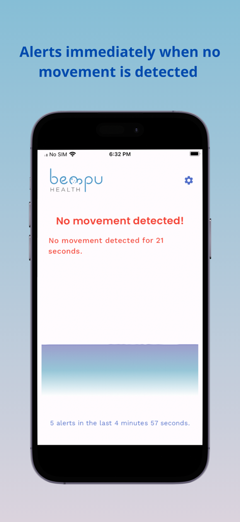 Bempu infant health app displaying an alert for no movement detected