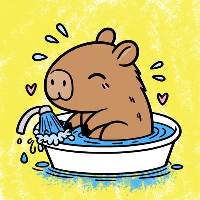 capybara taking a bath